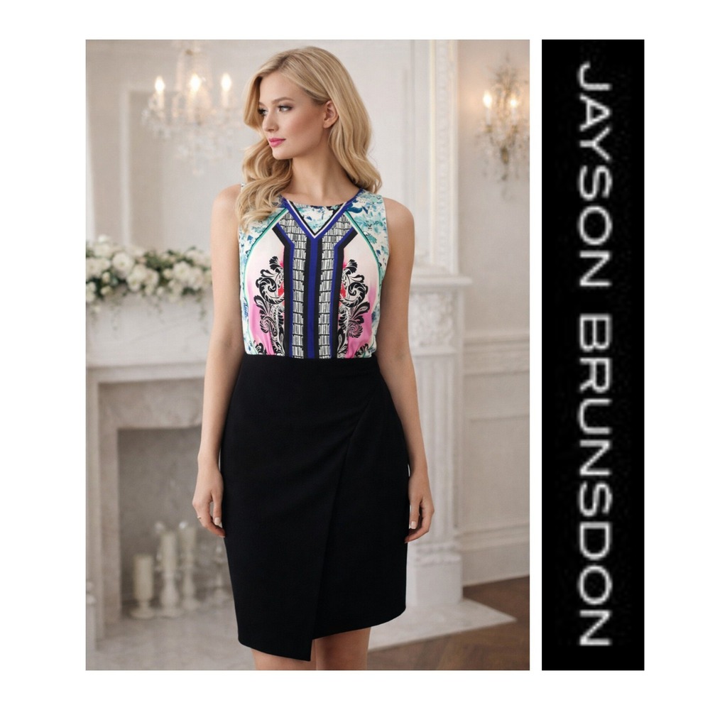 JAYSON BRUNSDON Black Label Multi-color Sleeveless Sheath Dress Size US 4 /AUS 8